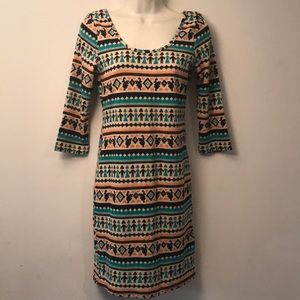 NWT PINK OWL AZTEC PRINT BODYCON DRESS M